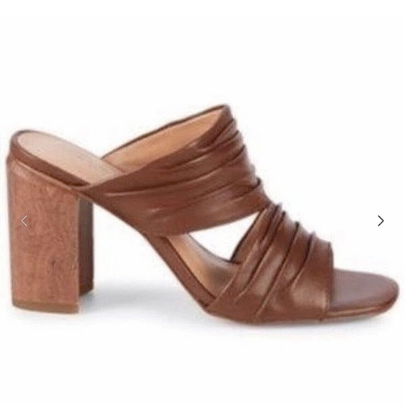 Halston Heritage Kiera brown leather pleated sandals size 8 - Picture 2 of 15